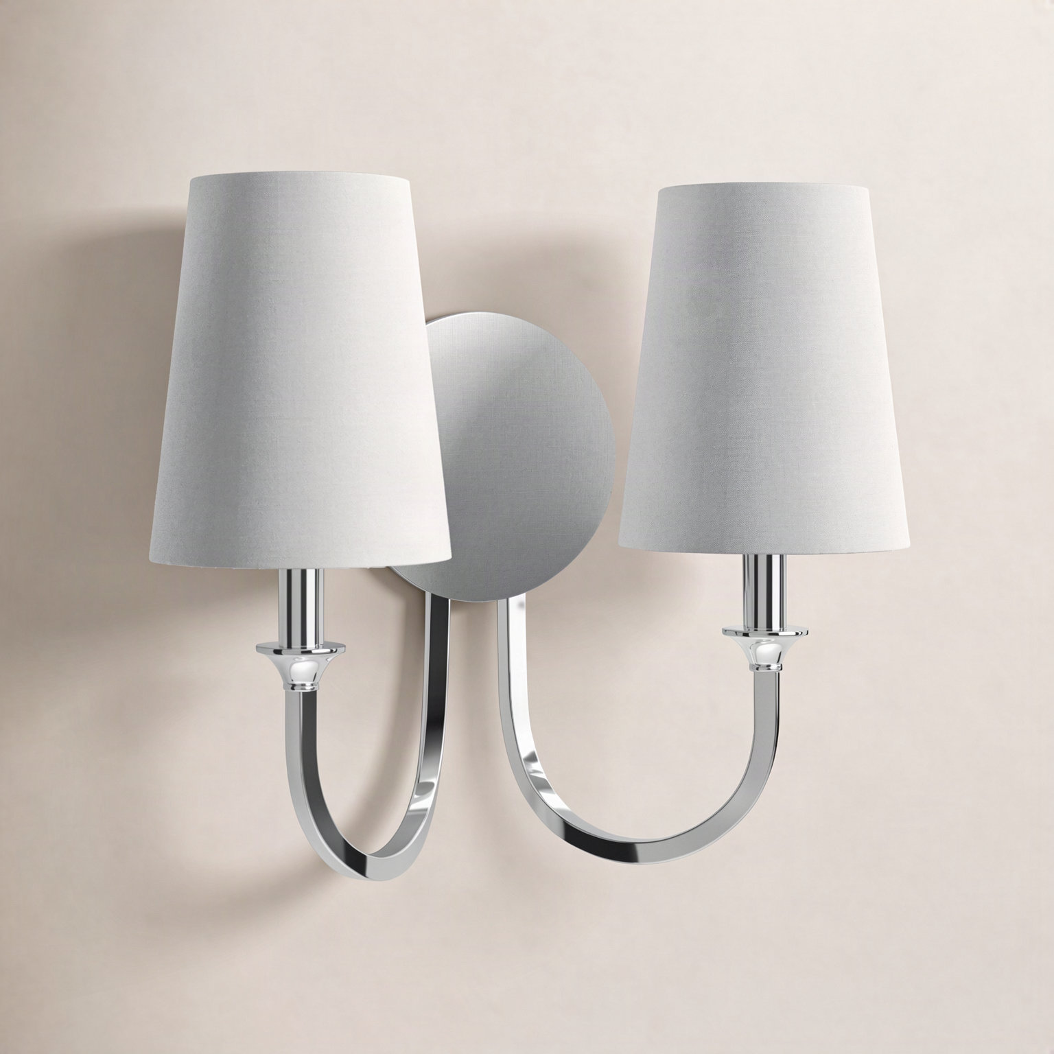 Ikenna 2 Light Dimmable Armed Sconce, Polished Chrome