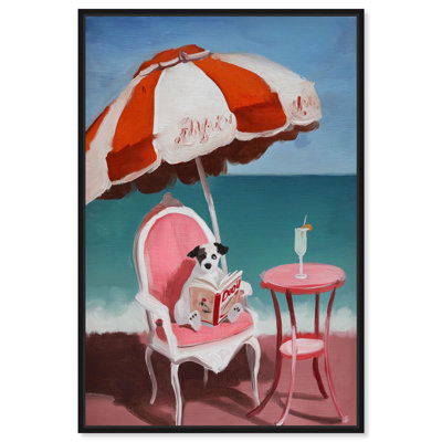 Beach Reader II Fun Pet Art Canvas Print by Art Remedy