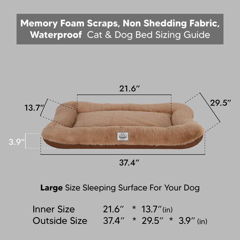 Jungolica Orthopedic Pet Bed, 95cm H x 75cm W x 10cm D, Brown