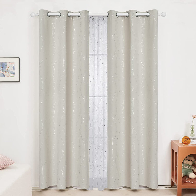 Room Darkening Curtain Pair, 38" W x 54" L, Cream