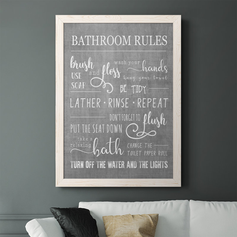 " Neutral Bathroom Rules ", White, 37.5" H x 27.5" W x 1" D