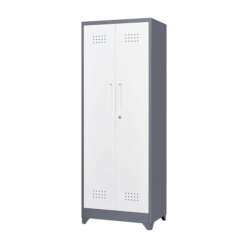 Armoires de rangement en métal, armoire à outils de nettoyage avec porte verrouillable, grand porte-outils à balais et rangement, grande armoire de rangement pour cuisine, garde-manger, bureau, magasin