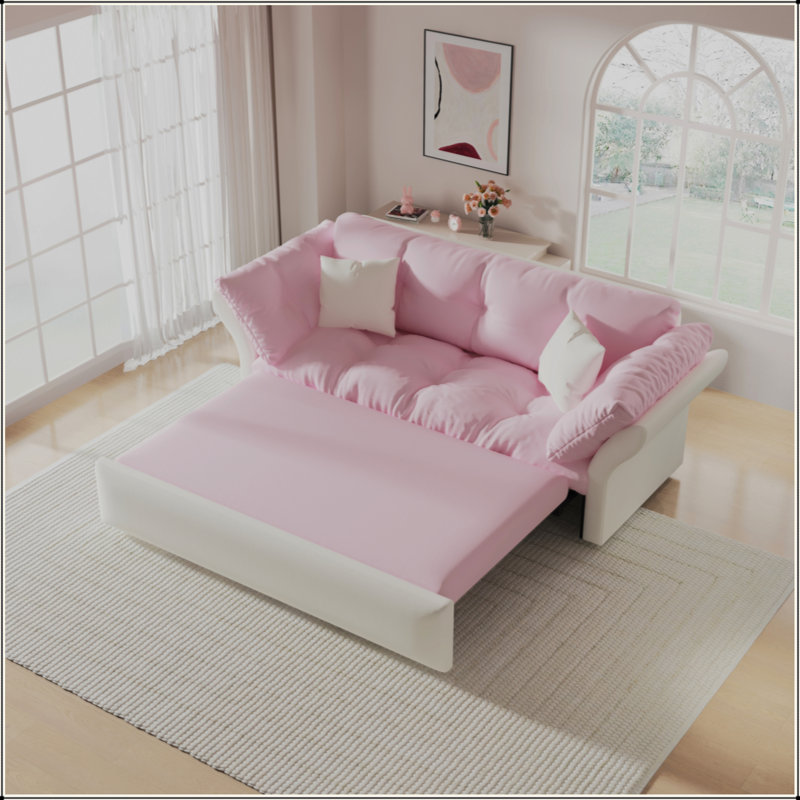 3-in-1 Convertible Pull Out Sofa Bed, Velvet Loveseat Sleeper with 2 Pillows, Modern Tufted Sofa Couch for Living Room Bedroom
