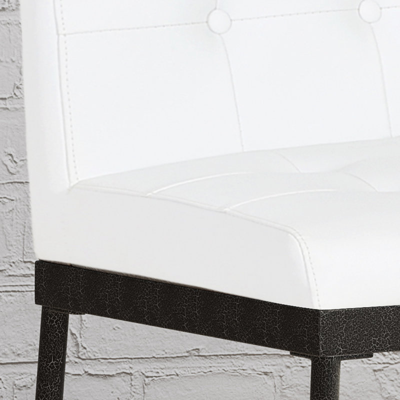 Tabouret de comptoir blanc à boutons - moderne industriel, P 23 po x l 20,47 po x H 38,8 po moderne