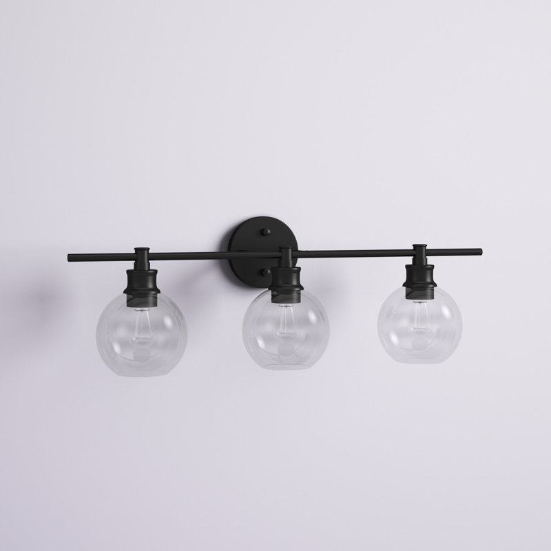 Éclairage pour meuble-lavabo en verre Drinkard, Transparent, Noir, 3 lumières