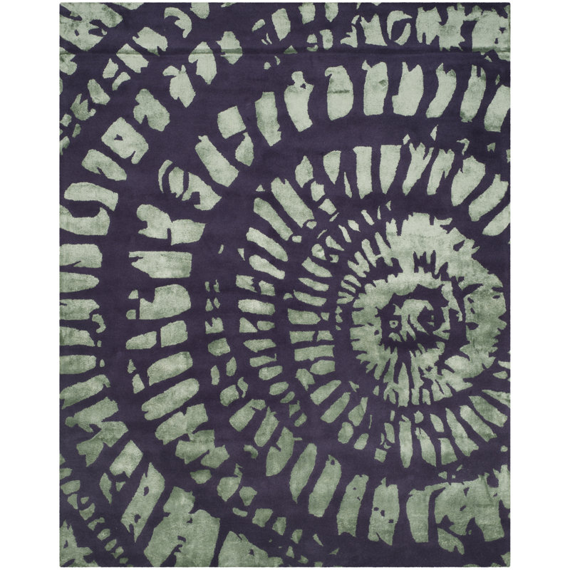 Tapis lavande / sauge en laine touffeté à la main à motif abstrait Laredo, Rectangle 8 pi x 10 pi