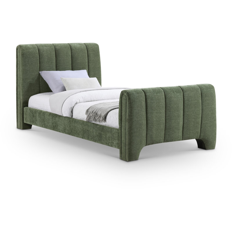Lit en chenille Zerina, Simple, Tissu chenille vert