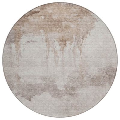 Machine Washable Indoor/Outdoor Xhevrie Taupe Rug