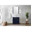 Bleu marine, 30 po W, meuble-lavabo, comptoir en céramique blanche, robinet monotrou, 28 cuves à miroir pleine grandeur ovales en acier inoxydable
