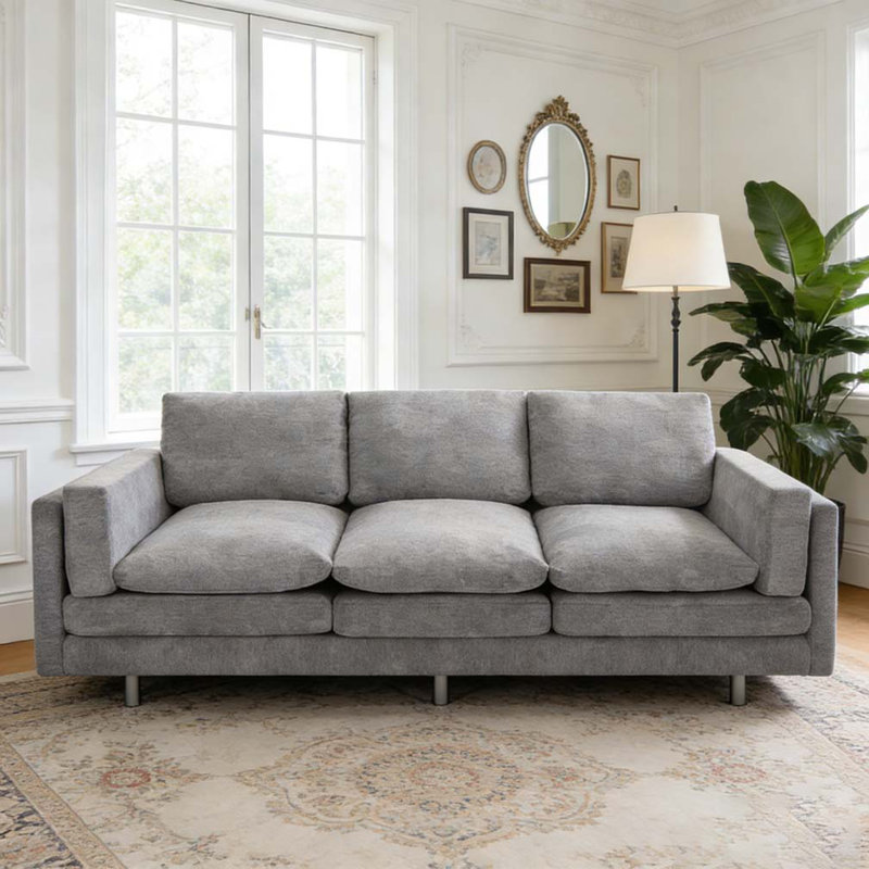 Canapé rembourré 79,5 po, Gris clair
