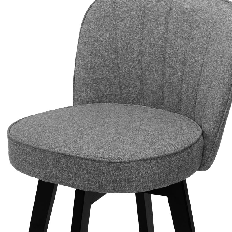 Ensemble de 2 tabourets de bar pivotants à 360 ° MINCETA à hauteur de comptoir de 26 pouces avec dossier en coquille, chaise de bar rembourrée en tissu avec repose-pieds, pour îlot de cuisine, bar Home, tissu performance, gris