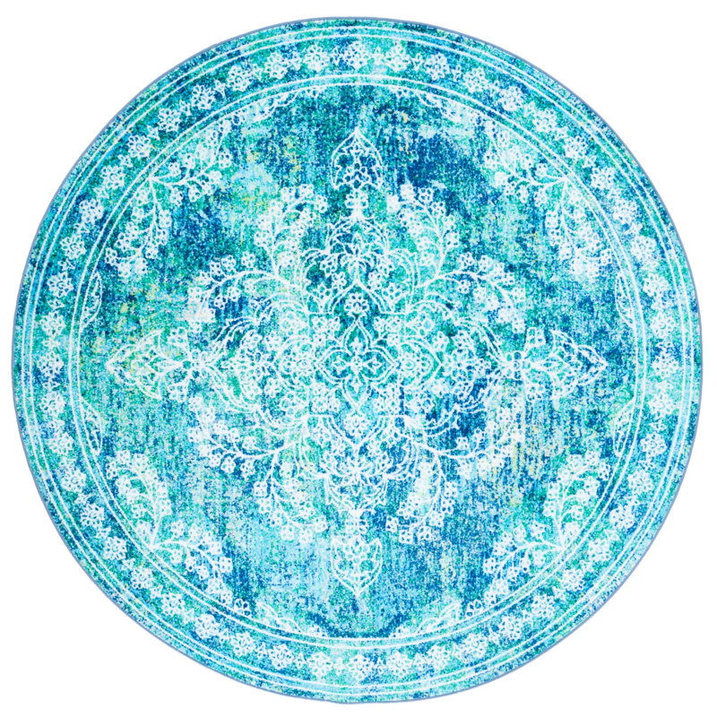 Aashriya Performance Machine Washable Oriental Rug, Round 6'7"