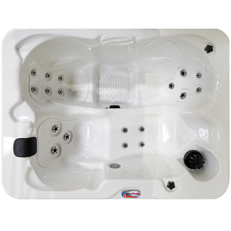 White Acrylic 3-Person Rectangle Hot Tub with 18 Jets