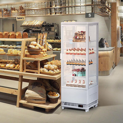 Réfrigérateur commercial 4,2 pieds cubes, vitrine de comptoir à une porte, verre trempé double, éclairage DEL, corps en ABS, 110 V, blanc