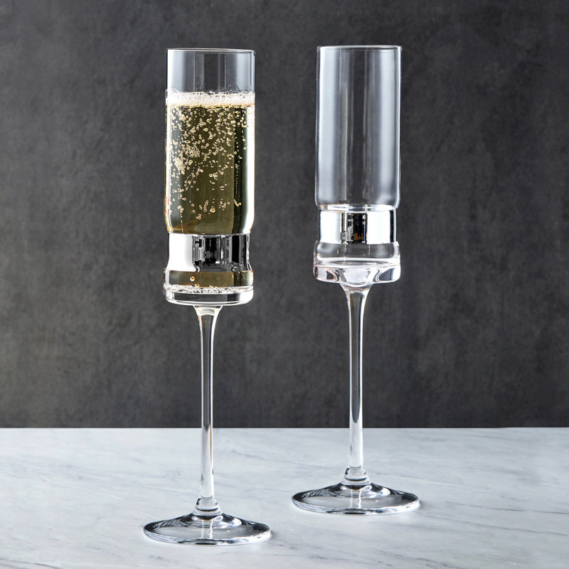 Soho 6.75oz. Champagne Glass Stemware Set, Silver