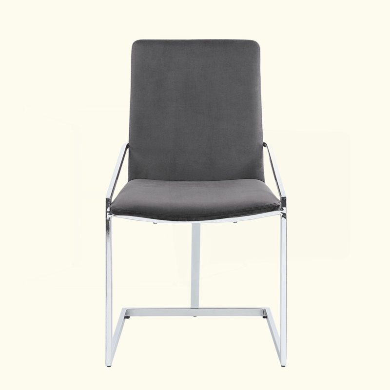 Ensemble de 2 chaises d'appoint en velours gris et finition chromée Zlatan