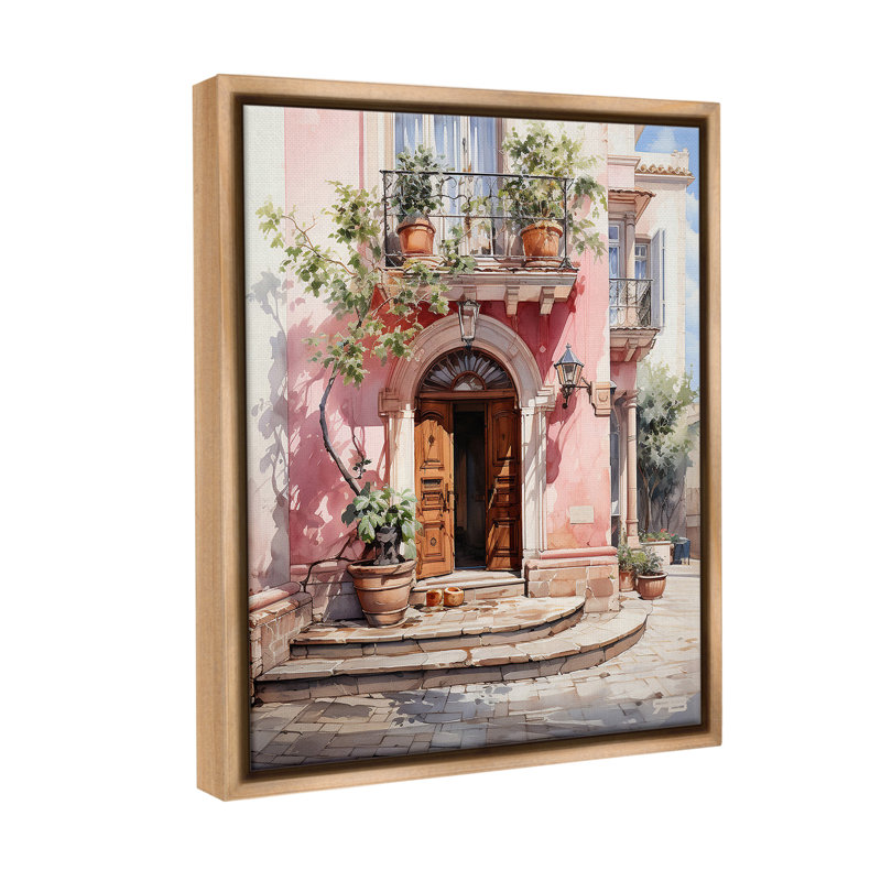 "European Building Doorway" par RB sur toile, Cadre flottant orme Montalcino, H 21 po x l 17 po