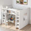 Lit mezzanine en bois avec armoires de rangement et bibliothèques-1551770117