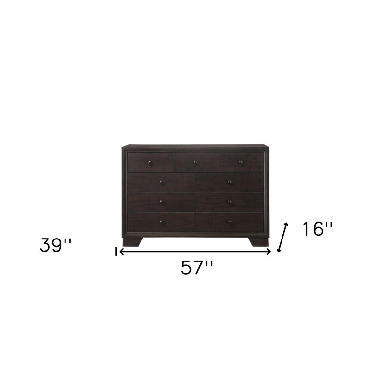 Commode double 57 po en bois massif et manufacturé espresso 57 po