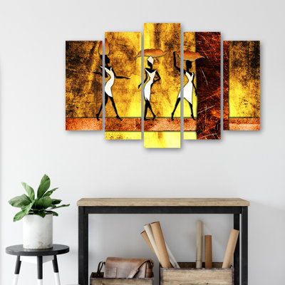 African Woman - 5 Piece No Frame Print on Canvas