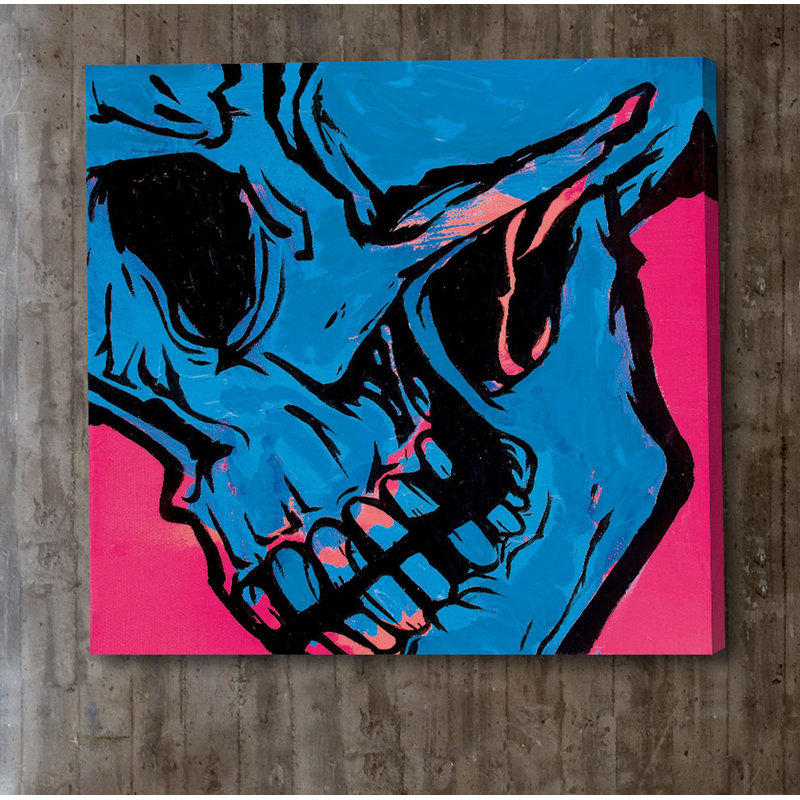 «Skull 2» par Josh Ruggs - peinture sur toile tendue, H 18 po x l 18 po x P 1,5 po