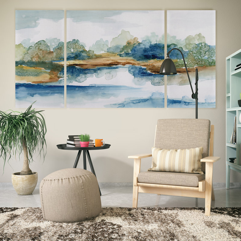 " Blue Serenity " 3 - Pieces, 32" H x 64" W x 1.5" D