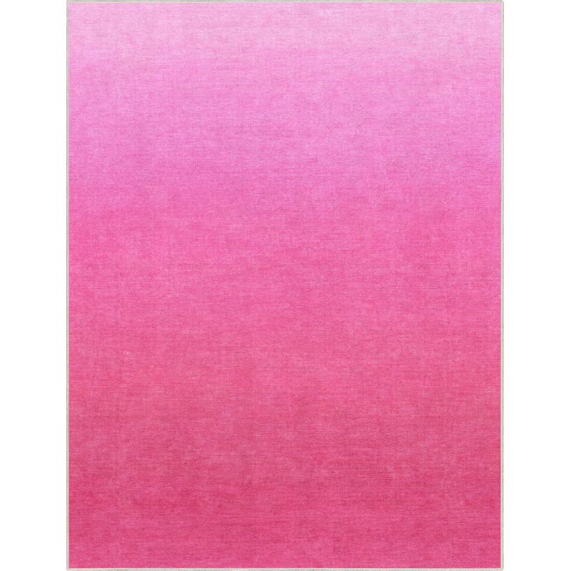 Shanea Ombre Pink Modern Geometric Flat-Weave Rug, Rectangle 7'7" x 9'10"