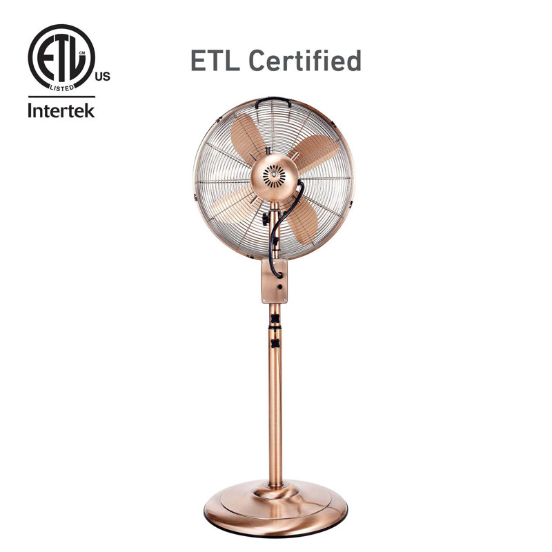 16" Oscillating Digital Cooper Metal Stand Fan, 3 Speeds, Remote Control