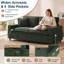 Canapé 2 places en velours côtelé, accoudoirs carrés de 150 cm, structure en bois massif avec poche de rangement pratique, style nuage, idéal pour un appartement, vert-2101285572