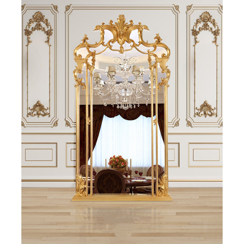 Solid And Engineered Wood Mirror, Gold