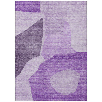 Tapis intérieur lavable abstrait mauve et lilas 8 pi x 10 pi aubergine