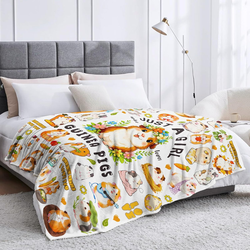 Guirlande de cochons d'Inde, cadeaux pour filles, cochon d'Inde, guirlande, cadeaux d'anniversaire, literie pour adultes, 50 po x 40 po