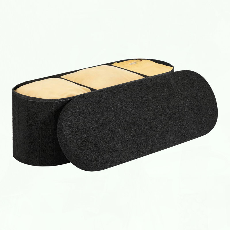 Banc repose-pieds ovale avec rangement pliable et molleton Teddy