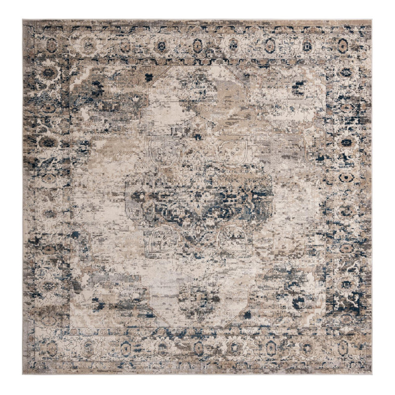 Tapis oriental gris Cambrie, Carré 10 pi