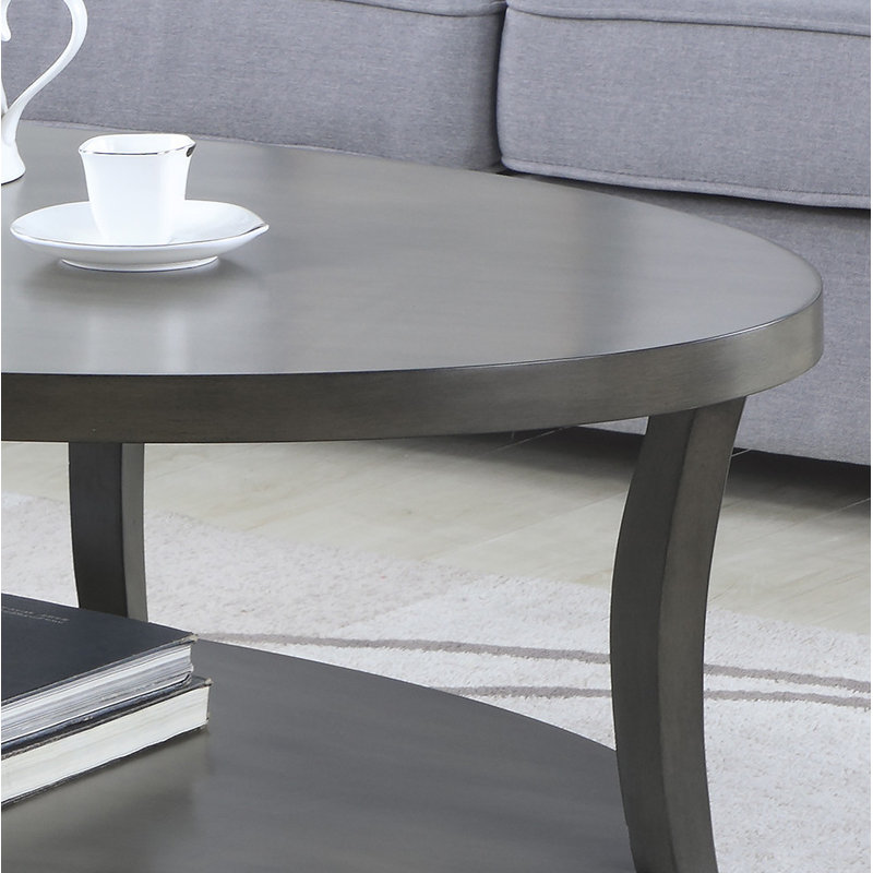 Contemporary Oval Shelf Coffee Table, Gray