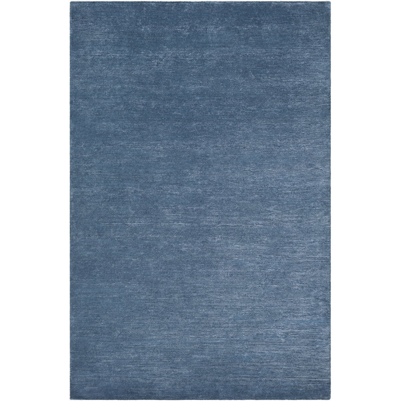 Tapis bleu foncé en laine noué à la main, Rectangle 2 pi x 3 pi