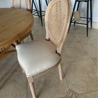 Troutdale King Louis Back Side Chair in Beige/Oak, Solid Wood, Backrest  Design--This dining chair comes breathable rattan backrest--stylish and  comfortable. 