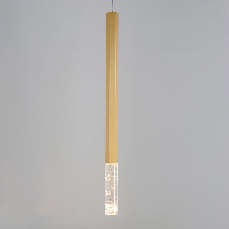 Filmon 1 - Light Gold LED Single Pendant, Gold, 23.75" H x 1.5: W x 1.5" D