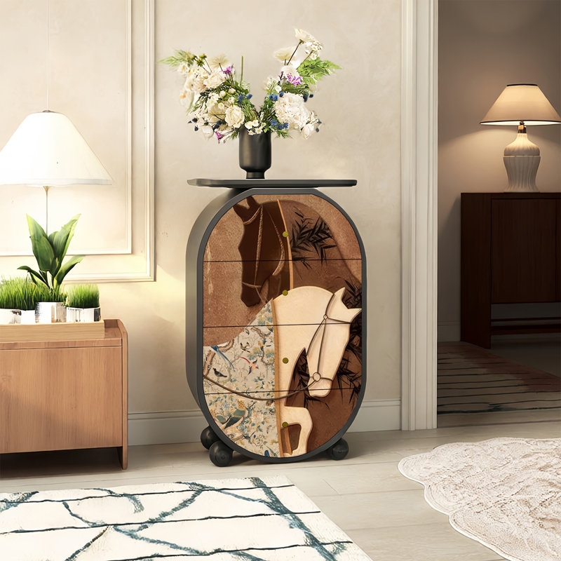 Armoire 4 tiroirs en bois massif pour le salon