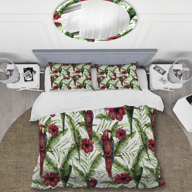 Watercolor Parrots - Ensemble de housse de couette animaux - Microfibre de polyester