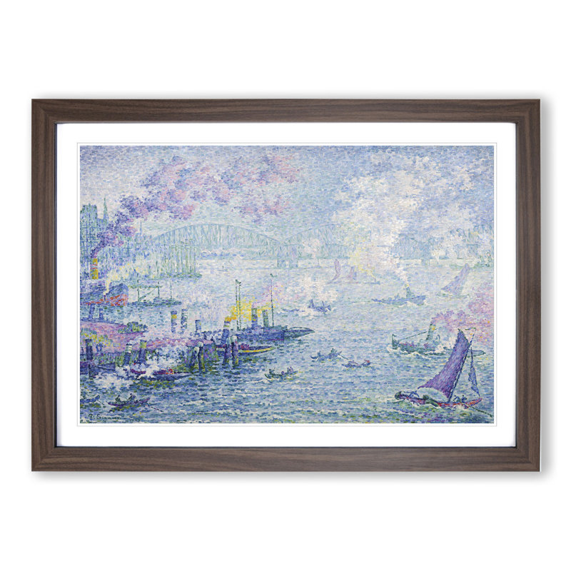 The Port of Rotterdam by Paul Signac - Picture Frame Painting, 27cm H x 36cm W x 2cm D, Walnut Framed