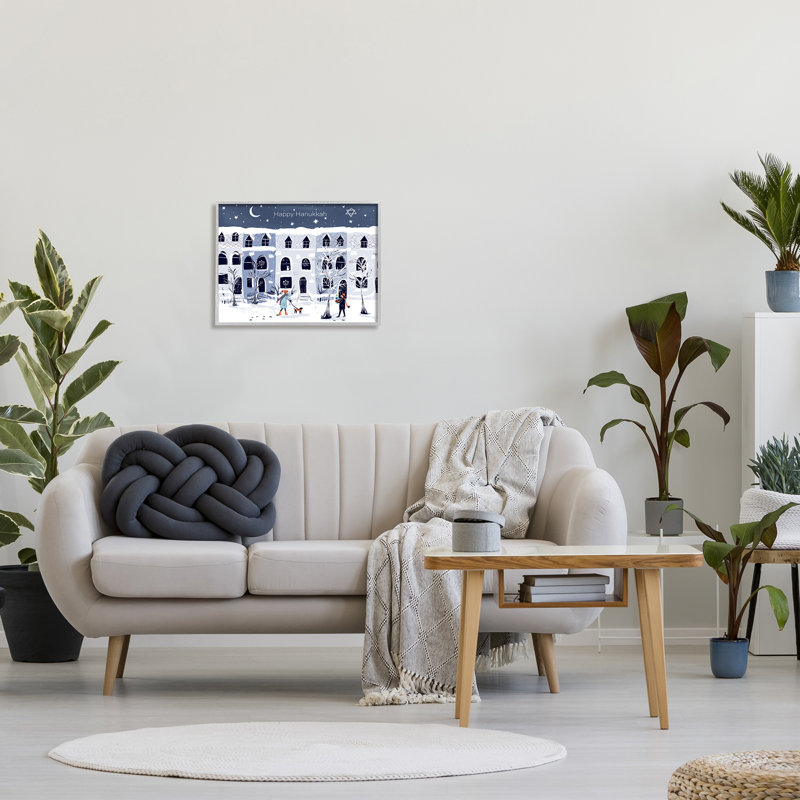 «Happy Hanukkah Winter City» par Susse Linton, H 16 po x l 20 po, Estampe numérique Farmhouse