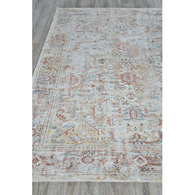Antique Loom Cream/Rust Polyester powerloom Area Rug