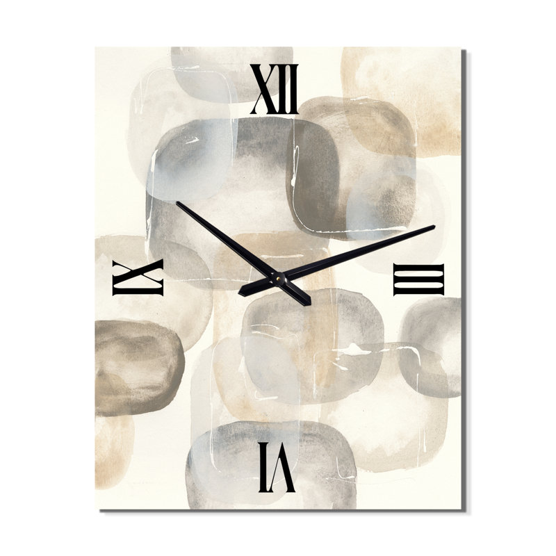 Horloge murale neutre en métal gris neutre II, Oversized