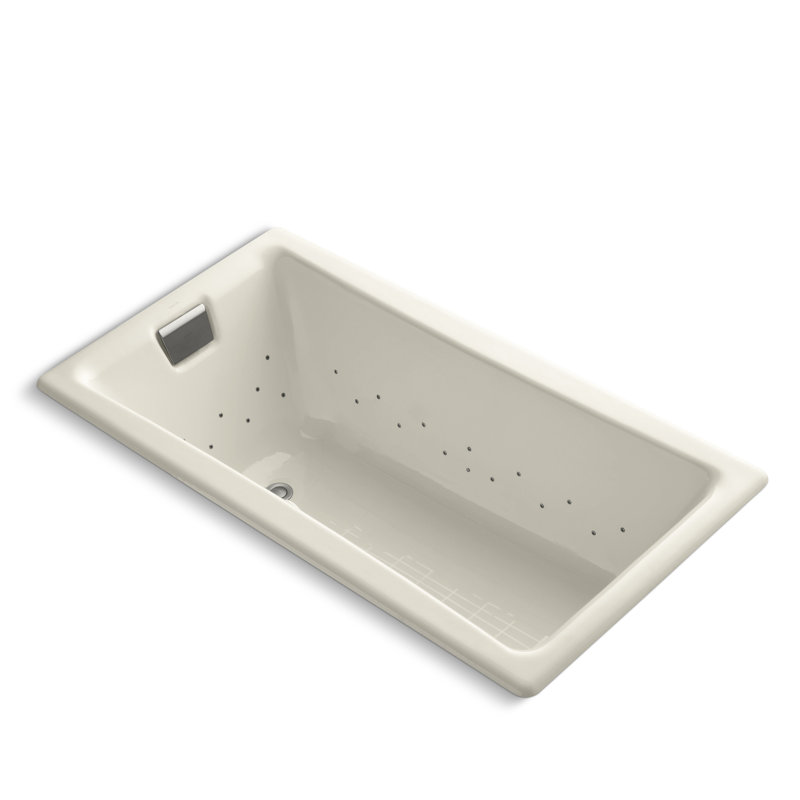 Tea-for-Two 60" x 32" Undermount Air Bathtub, Dune, Nickel brossé