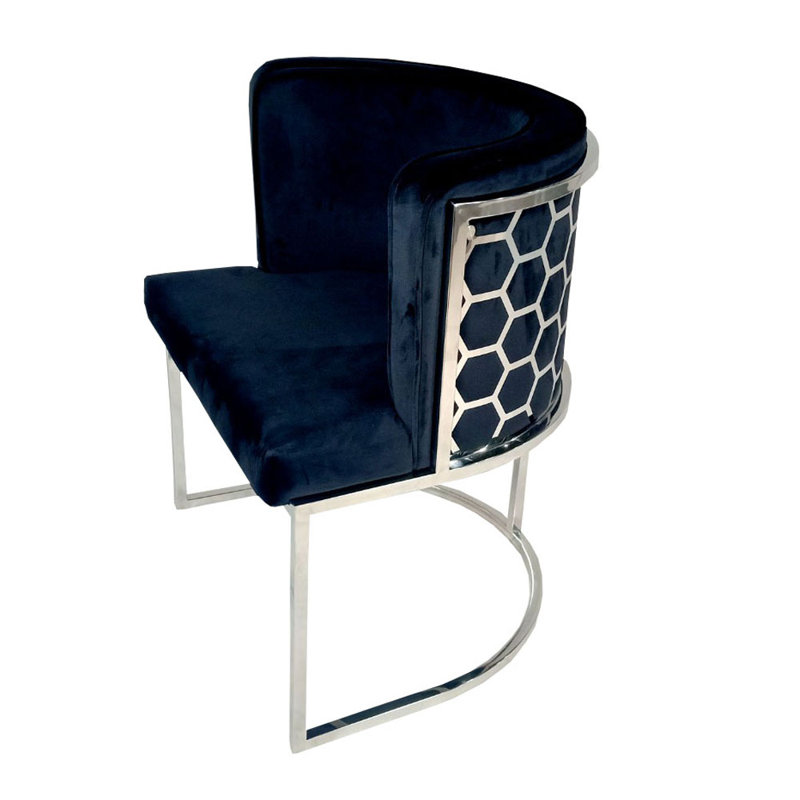 Chaise avec accoudoirs revêtue de velours, Noir