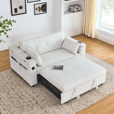 Canapé modulaire moderne de 54 po Wodella, canapé-lit escamotable avec rangement et poches latérales, dossier réglable et coussin lombaire, canapé, canapé