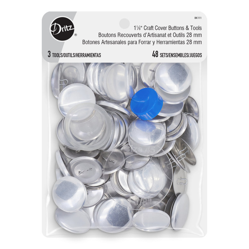 Dritz 1-1 / 8 "boutons et outils d'artisanat, 48 ensembles, nickel