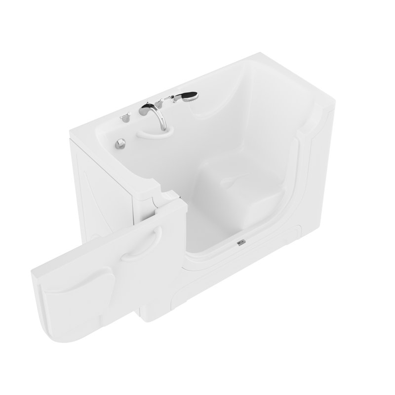 Therapeutic Tubs 30 in. x 60 in. Left Drain Wheelchair Access Walk-In Soaking Tub in White, Left