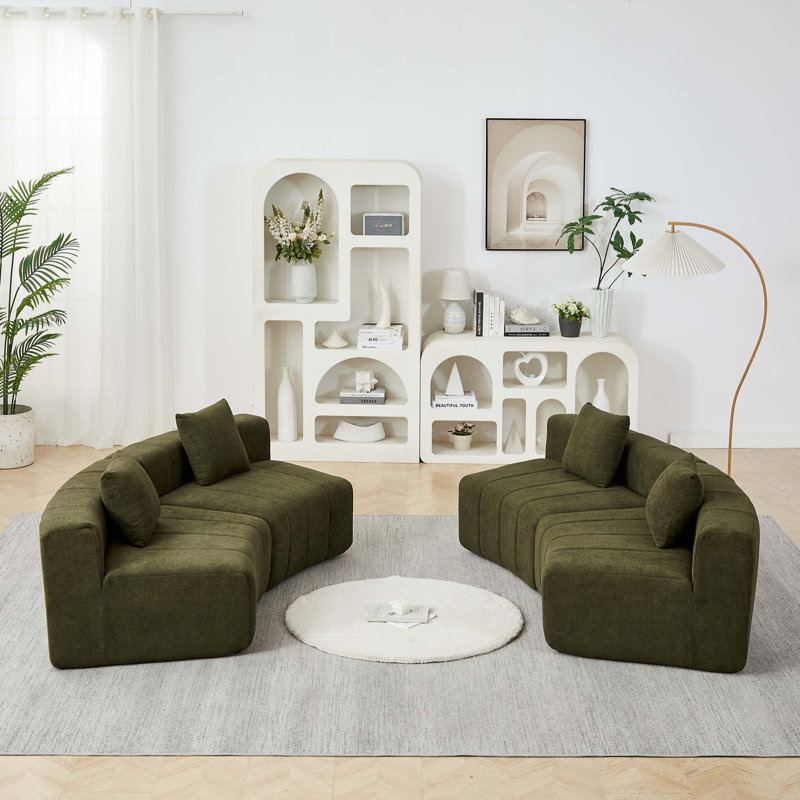 Canapé modulaire Chenille, Chenille verte
